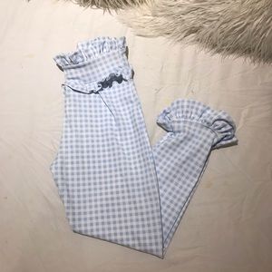 PrettyLittleThing Blue Gingham Frill Trousers